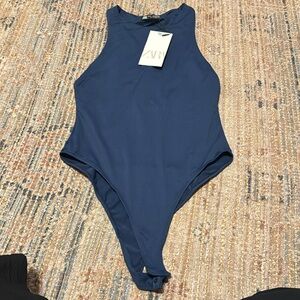 NWT High neck navy blue bodysuit
